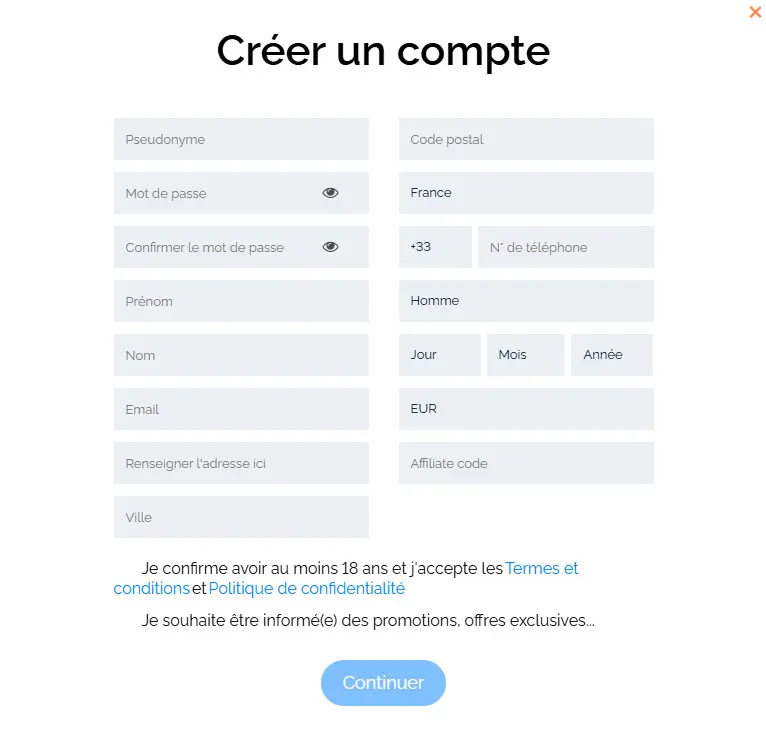 Processus d'inscription Roll Block Casino